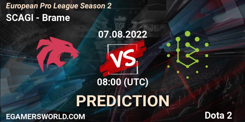 Prognose für das Spiel SCAGI VS Brame. 07.08.2022 at 08:11. Dota 2 - European Pro League Season 2
