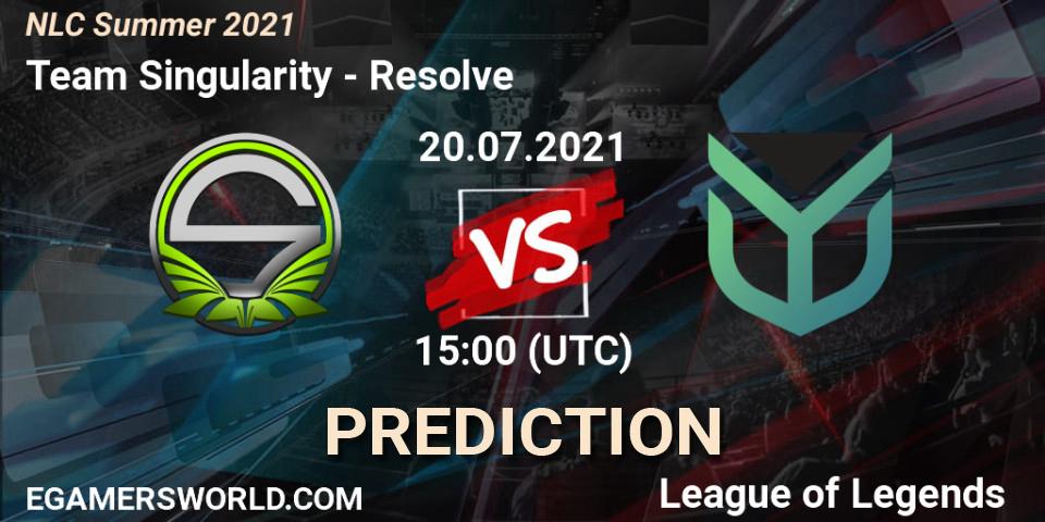 Prognose für das Spiel Team Singularity VS Resolve. 20.07.2021 at 15:00. LoL - NLC Summer 2021