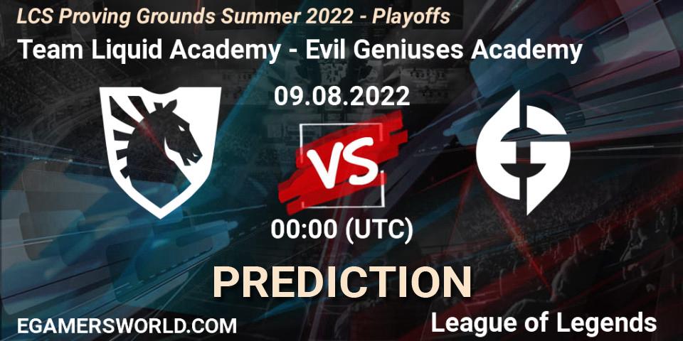 Prognose für das Spiel Team Liquid Academy VS Evil Geniuses Academy. 09.08.22. LoL - LCS Proving Grounds Summer 2022 - Playoffs