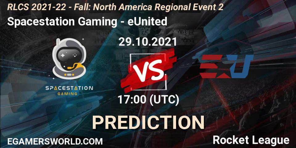Prognose für das Spiel Spacestation Gaming VS eUnited. 29.10.21. Rocket League - RLCS 2021-22 - Fall: North America Regional Event 2