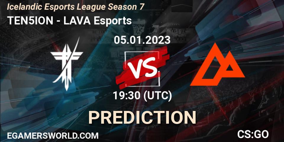 Prognose für das Spiel TEN5ION VS LAVA Esports. 05.01.2023 at 19:30. Counter-Strike (CS2) - Icelandic Esports League Season 7
