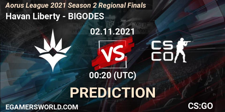 Prognose für das Spiel Havan Liberty VS BIGODES. 02.11.2021 at 00:10. Counter-Strike (CS2) - Aorus League 2021 Season 2 Regional Finals