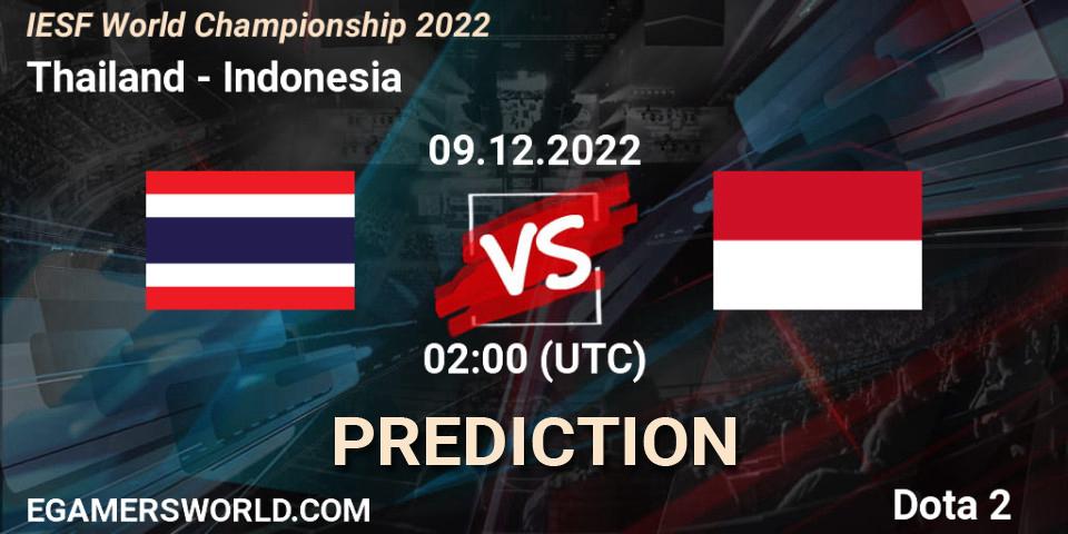 Prognose für das Spiel Thailand VS Indonesia. 09.12.22. Dota 2 - IESF World Championship 2022 