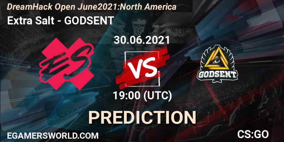 Prognose für das Spiel Extra Salt VS GODSENT. 30.06.2021 at 19:00. Counter-Strike (CS2) - DreamHack Open June 2021: North America