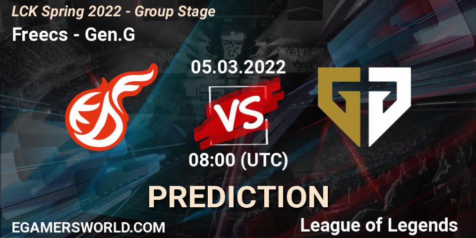 Prognose für das Spiel Freecs VS Gen.G. 05.03.2022 at 08:00. LoL - LCK Spring 2022 - Group Stage