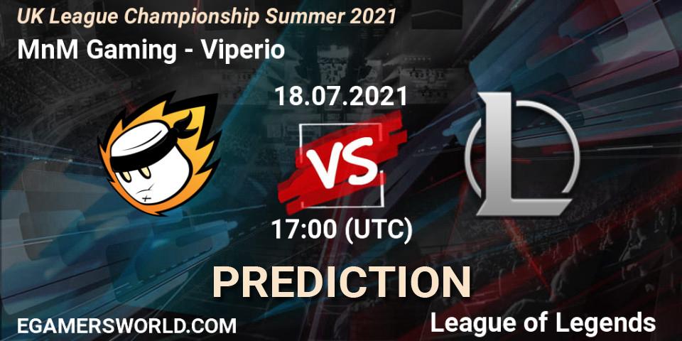 Prognose für das Spiel MnM Gaming VS Viperio. 18.07.2021 at 19:45. LoL - UK League Championship Summer 2021