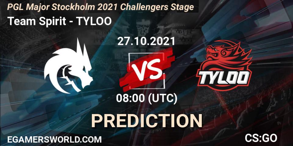 Prognose für das Spiel Team Spirit VS TYLOO. 27.10.2021 at 08:10. Counter-Strike (CS2) - PGL Major Stockholm 2021 Challengers Stage