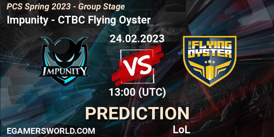 Prognose für das Spiel Impunity VS CTBC Flying Oyster. 10.02.23. LoL - PCS Spring 2023 - Group Stage