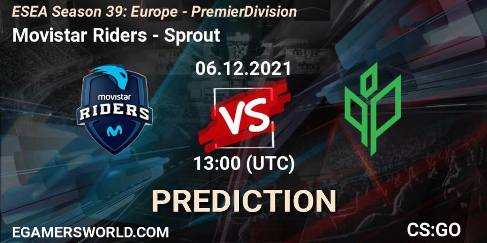 Prognose für das Spiel Movistar Riders VS Sprout. 06.12.2021 at 17:00. Counter-Strike (CS2) - ESEA Season 39: Europe - Premier Division