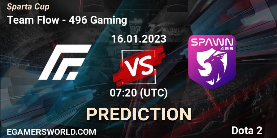 Prognose für das Spiel Team Flow VS 496 Gaming. 16.01.23. Dota 2 - Sparta Cup