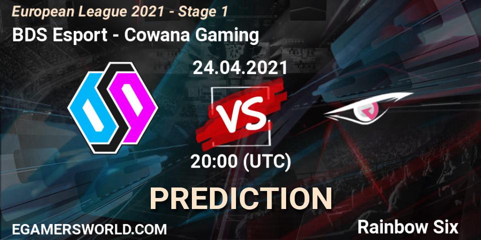 Prognose für das Spiel BDS Esport VS Cowana Gaming. 24.04.2021 at 19:00. Rainbow Six - European League 2021 - Stage 1