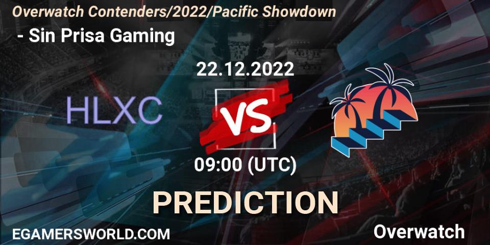 Prognose für das Spiel 荷兰小车 VS Sin Prisa Gaming. 22.12.22. Overwatch - Overwatch Contenders 2022 Pacific Showdown