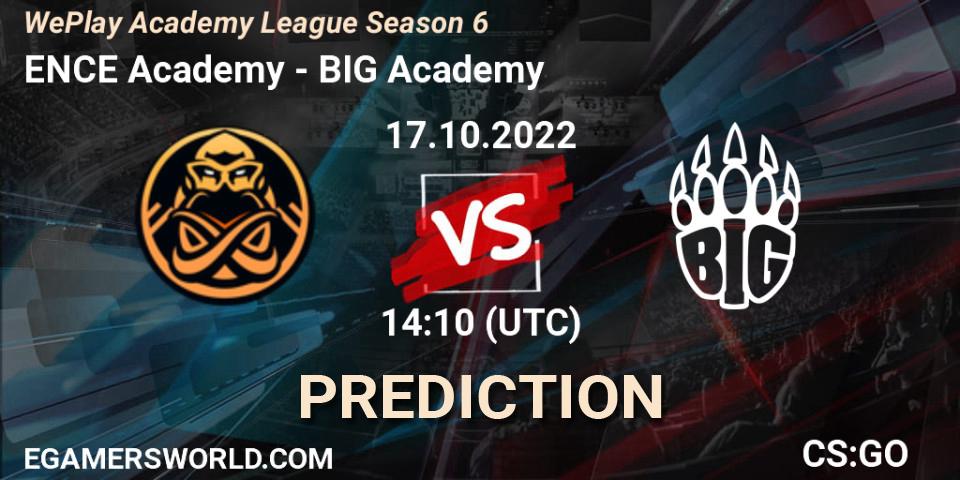 Prognose für das Spiel ENCE Academy VS BIG Academy. 17.10.2022 at 14:00. Counter-Strike (CS2) - WePlay Academy League Season 6