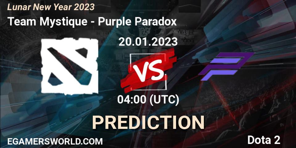 Prognose für das Spiel Team Mystique VS Purple Paradox. 20.01.23. Dota 2 - Lunar New Year 2023