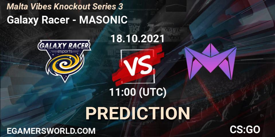 Prognose für das Spiel Galaxy Racer VS MASONIC. 18.10.21. CS2 (CS:GO) - Malta Vibes Knockout Series 3
