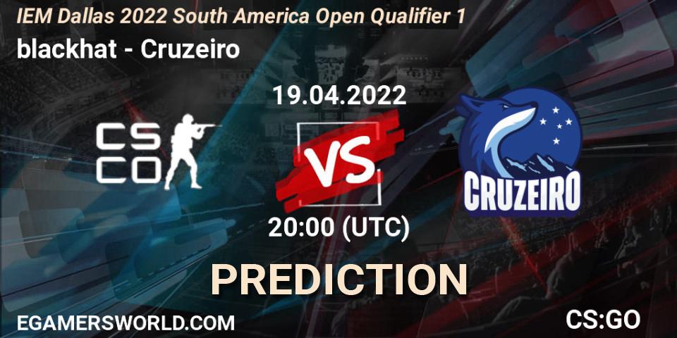 Prognose für das Spiel blackhat VS Cruzeiro. 19.04.2022 at 20:00. Counter-Strike (CS2) - IEM Dallas 2022 South America Open Qualifier 1
