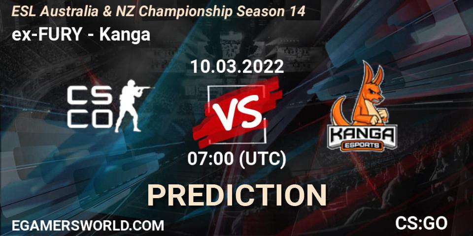 Prognose für das Spiel ex-FURY VS Kanga. 10.03.2022 at 07:00. Counter-Strike (CS2) - ESL ANZ Champs Season 14