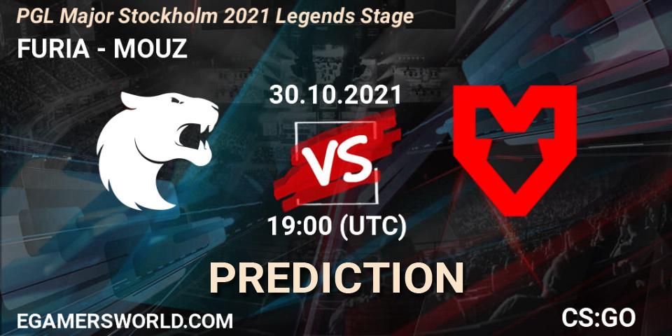 Prognose für das Spiel FURIA VS MOUZ. 30.10.2021 at 19:45. Counter-Strike (CS2) - PGL Major Stockholm 2021 Legends Stage