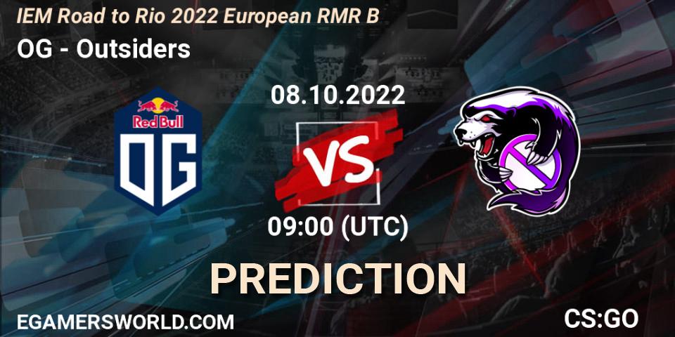 Prognose für das Spiel OG VS Outsiders. 08.10.2022 at 09:00. Counter-Strike (CS2) - IEM Road to Rio 2022 European RMR B
