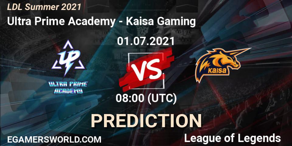 Prognose für das Spiel Ultra Prime Academy VS Kaisa Gaming. 01.07.2021 at 10:00. LoL - LDL Summer 2021