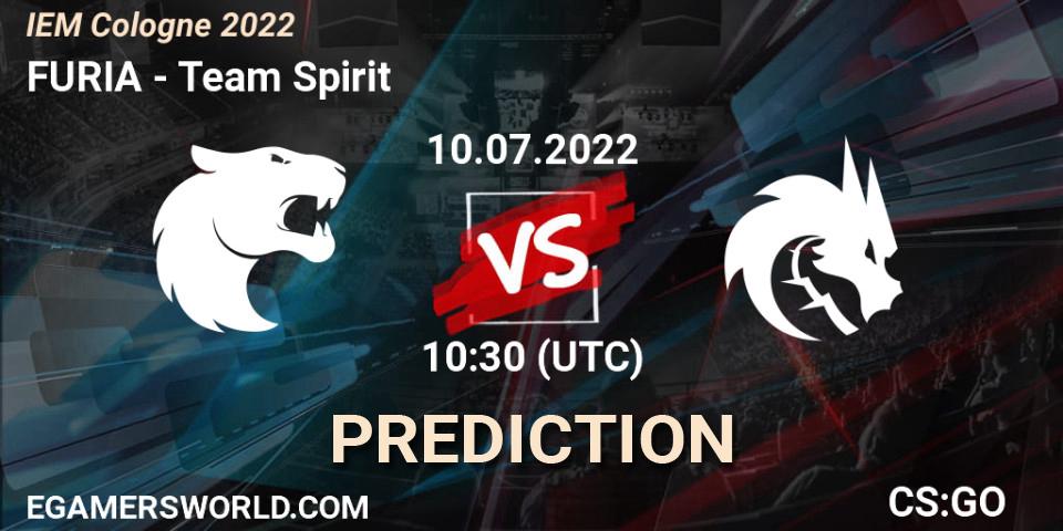 Prognose für das Spiel FURIA VS Team Spirit. 10.07.2022 at 10:30. Counter-Strike (CS2) - IEM Cologne 2022