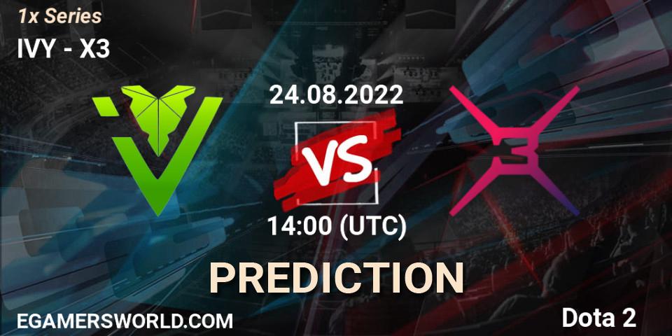 Prognose für das Spiel IVY VS X3. 24.08.2022 at 14:00. Dota 2 - 1x Series