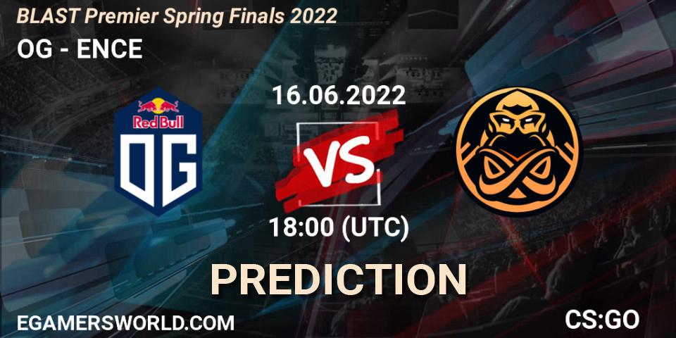 Prognose für das Spiel OG VS ENCE. 16.06.2022 at 18:05. Counter-Strike (CS2) - BLAST Premier Spring Finals 2022 