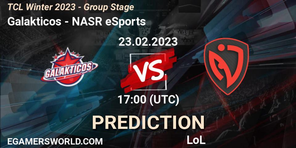 Prognose für das Spiel Galakticos VS NASR eSports. 05.03.2023 at 17:00. LoL - TCL Winter 2023 - Group Stage
