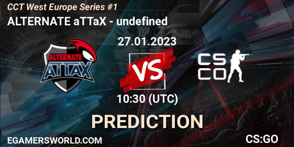 Prognose für das Spiel ALTERNATE aTTaX VS undefined. 27.01.2023 at 10:30. Counter-Strike (CS2) - CCT West Europe Series #1: Closed Qualifier