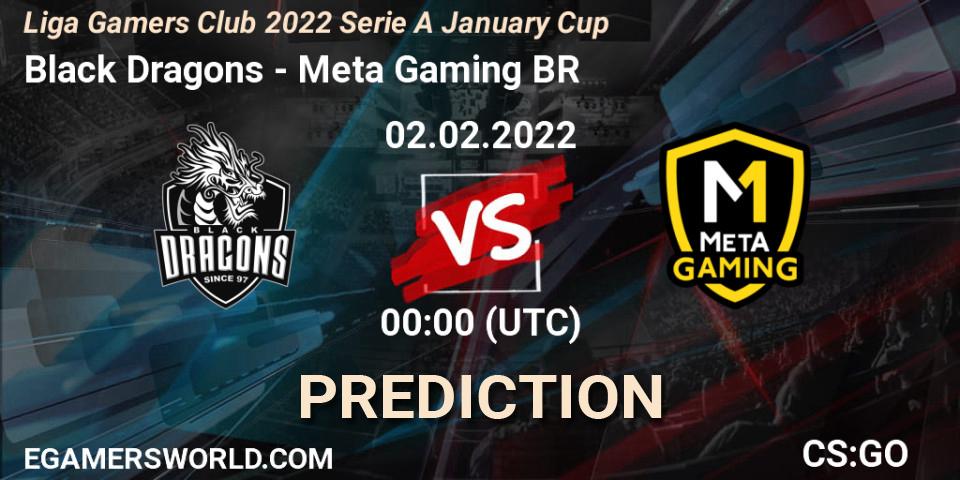 Prognose für das Spiel Black Dragons VS Meta Gaming BR. 02.02.2022 at 00:00. Counter-Strike (CS2) - Liga Gamers Club 2022 Serie A January Cup