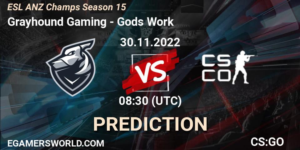Prognose für das Spiel Grayhound Gaming VS Gods Work. 30.11.22. CS2 (CS:GO) - ESL ANZ Champs Season 15