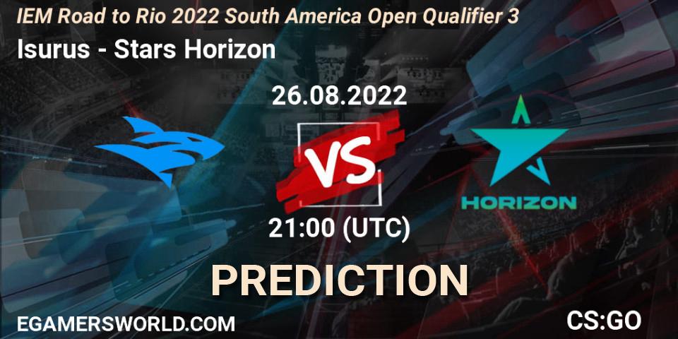Prognose für das Spiel Isurus VS Stars Horizon. 26.08.2022 at 21:15. Counter-Strike (CS2) - IEM Road to Rio 2022 South America Open Qualifier 3