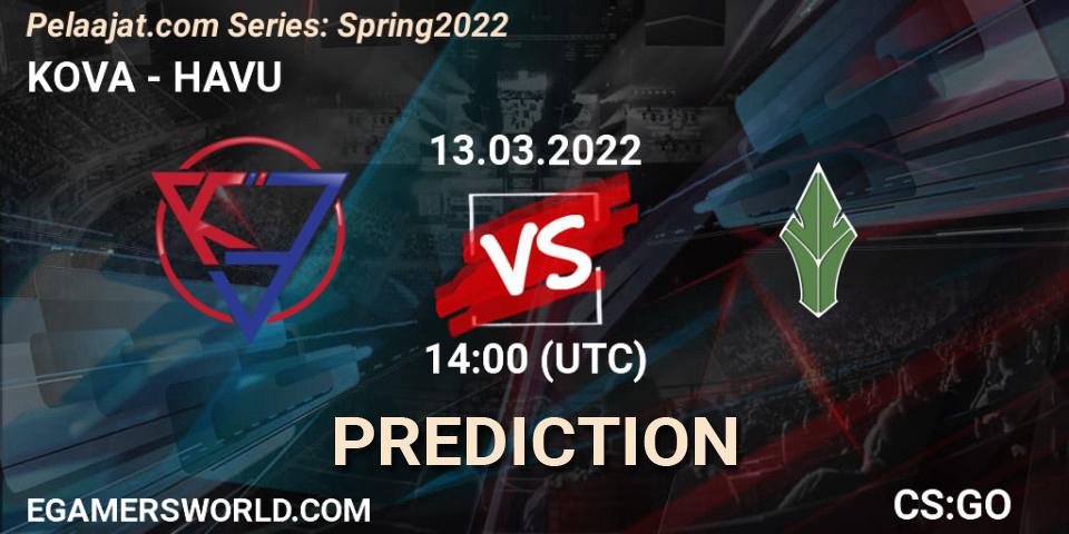 Prognose für das Spiel KOVA VS HAVU. 13.03.22. CS2 (CS:GO) - Pelaajat.com Series: Spring 2022
