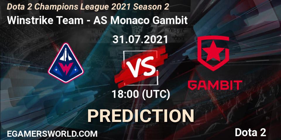 Prognose für das Spiel Winstrike Team VS AS Monaco Gambit. 22.07.21. Dota 2 - Dota 2 Champions League 2021 Season 2