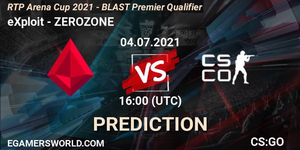 Prognose für das Spiel eXploit VS ZEROZONE. 04.07.2021 at 15:00. Counter-Strike (CS2) - RTP Arena Cup 2021 - BLAST Premier Qualifier