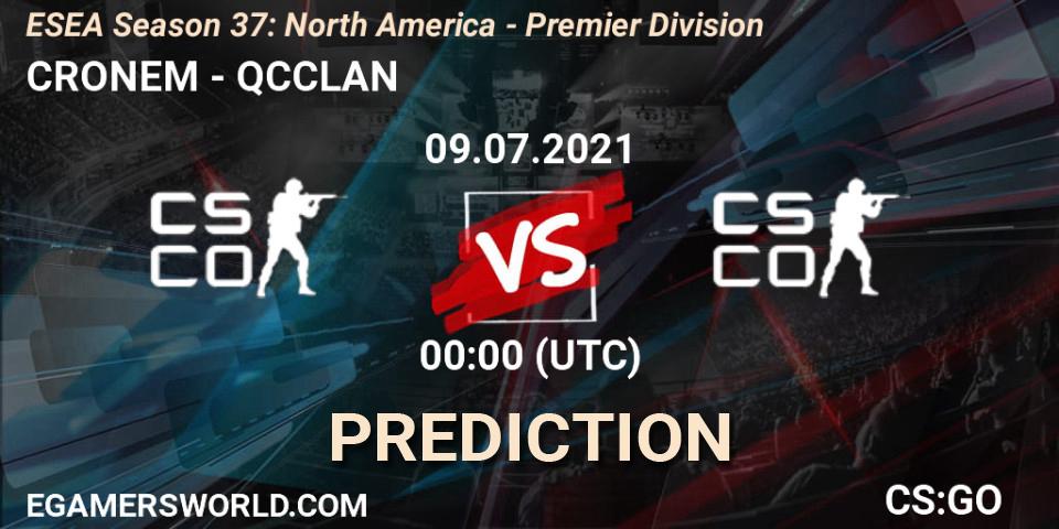 Prognose für das Spiel CRONEM VS QCCLAN. 12.07.21. CS2 (CS:GO) - ESEA Season 37: North America - Premier Division