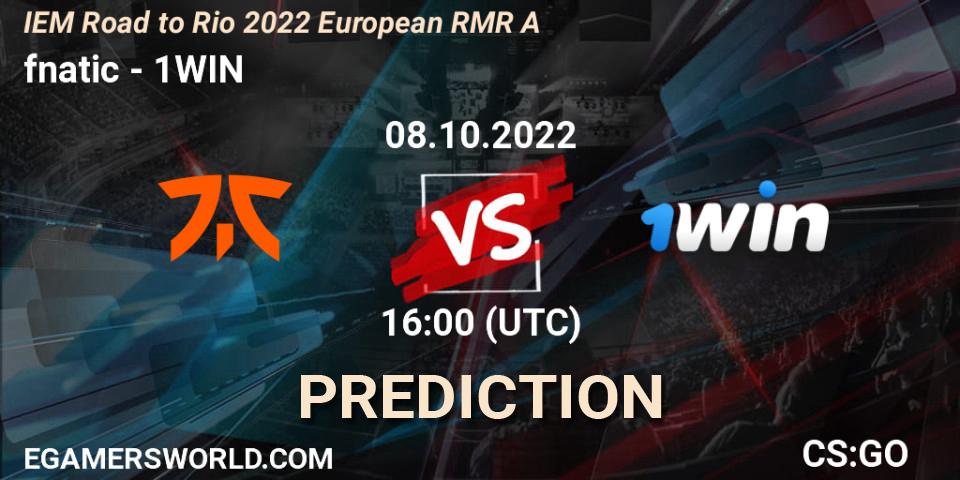 Prognose für das Spiel fnatic VS 1WIN. 08.10.2022 at 16:00. Counter-Strike (CS2) - IEM Road to Rio 2022 European RMR A