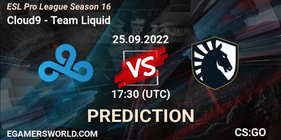 Prognose für das Spiel Cloud9 VS Team Liquid. 25.09.22. CS2 (CS:GO) - ESL Pro League Season 16