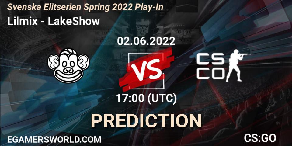 Prognose für das Spiel Lilmix VS LakeShow. 02.06.2022 at 17:05. Counter-Strike (CS2) - Svenska Elitserien Spring 2022 Play-In