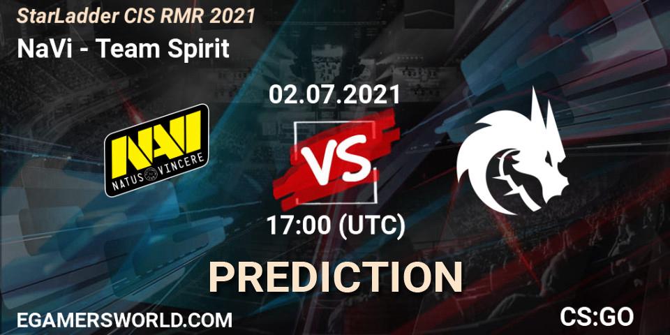 Prognose für das Spiel NaVi VS Team Spirit. 02.07.21. CS2 (CS:GO) - StarLadder CIS RMR 2021