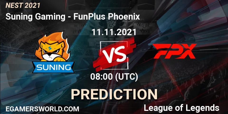 Prognose für das Spiel Suning Gaming VS FunPlus Phoenix. 11.11.21. LoL - NEST 2021