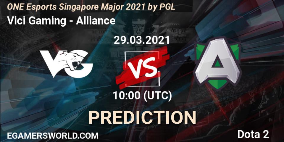 Prognose für das Spiel Vici Gaming VS Alliance. 29.03.21. Dota 2 - ONE Esports Singapore Major 2021