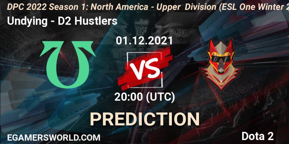 Prognose für das Spiel Undying VS D2 Hustlers. 01.12.2021 at 19:57. Dota 2 - DPC 2022 Season 1: North America - Upper Division (ESL One Winter 2021)