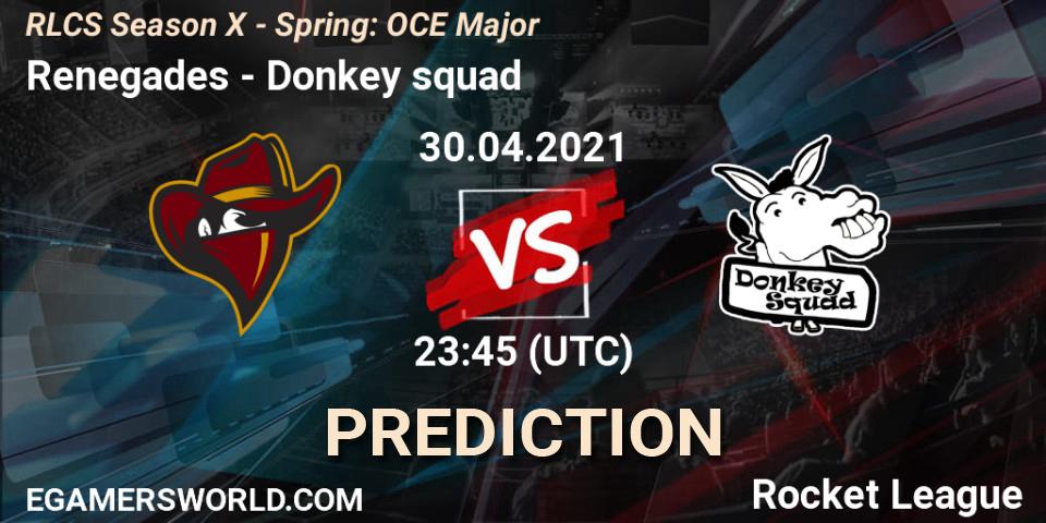 Prognose für das Spiel Renegades VS Donkey squad. 30.04.2021 at 23:45. Rocket League - RLCS Season X - Spring: OCE Major