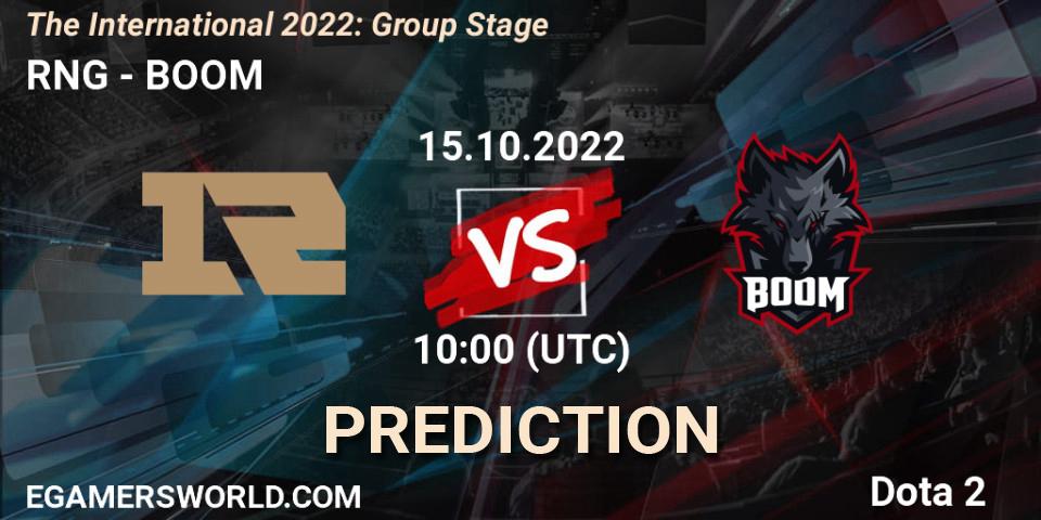 Prognose für das Spiel RNG VS BOOM. 15.10.22. Dota 2 - The International 2022: Group Stage