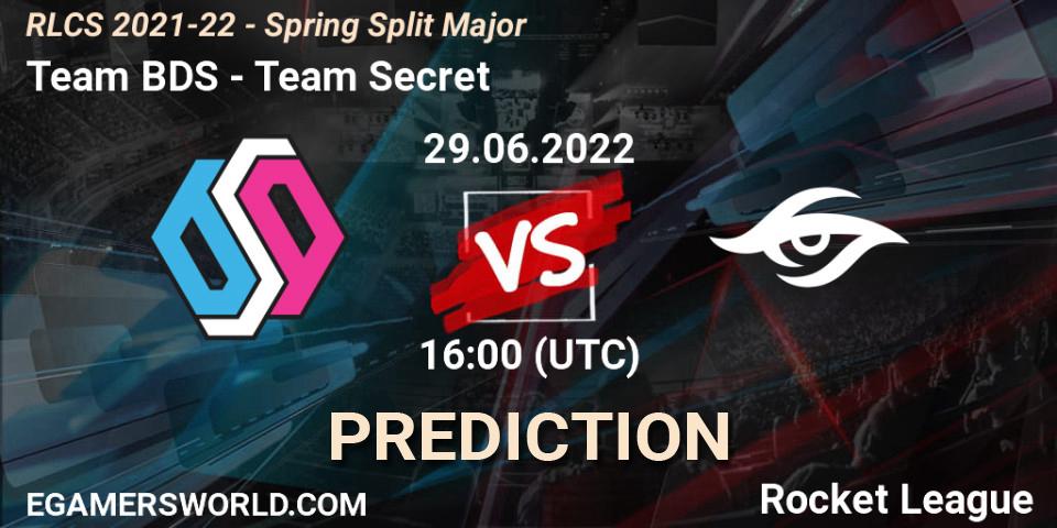 Prognose für das Spiel Team BDS VS Team Secret. 29.06.22. Rocket League - RLCS 2021-22 - Spring Split Major