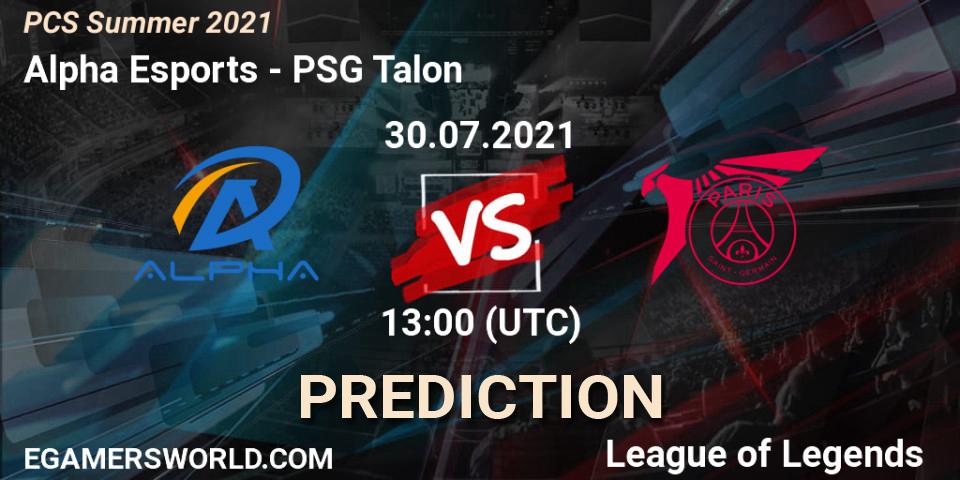Prognose für das Spiel Alpha Esports VS PSG Talon. 30.07.21. LoL - PCS Summer 2021