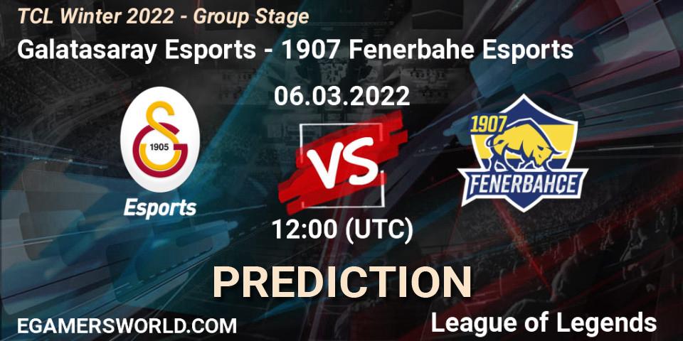 Prognose für das Spiel Galatasaray Esports VS 1907 Fenerbahçe Esports. 06.03.22. LoL - TCL Winter 2022 - Group Stage