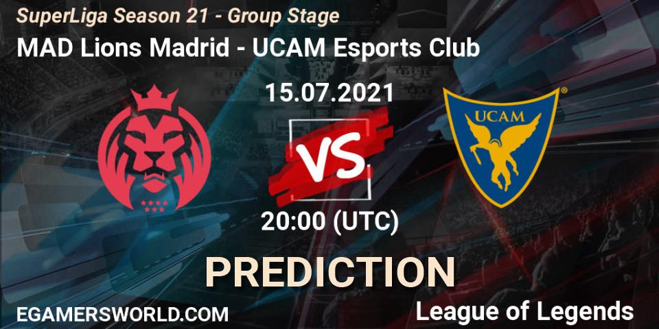 Prognose für das Spiel MAD Lions Madrid VS UCAM Esports Club. 15.07.2021 at 20:00. LoL - SuperLiga Season 21 - Group Stage 