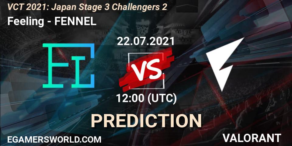 Prognose für das Spiel Feeling VS FENNEL. 22.07.2021 at 12:00. VALORANT - VCT 2021: Japan Stage 3 Challengers 2